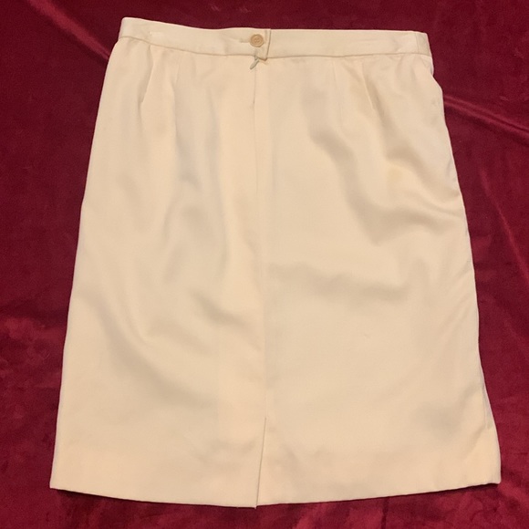 Vintage Escada Margaretha Ley Pale Yellow/Cream Wool Knee Length Skirt Size 42 - Picture 5 of 8